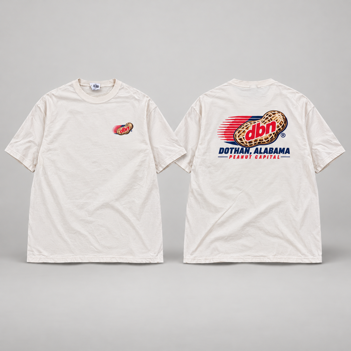 Front and back mockup of the DBN Peanut Capital Collaborative Tee